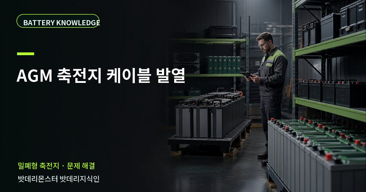 AGM 축전지 케이블 발열의 확인 항목을 설명하는 산업용 배터리 교육 이미지