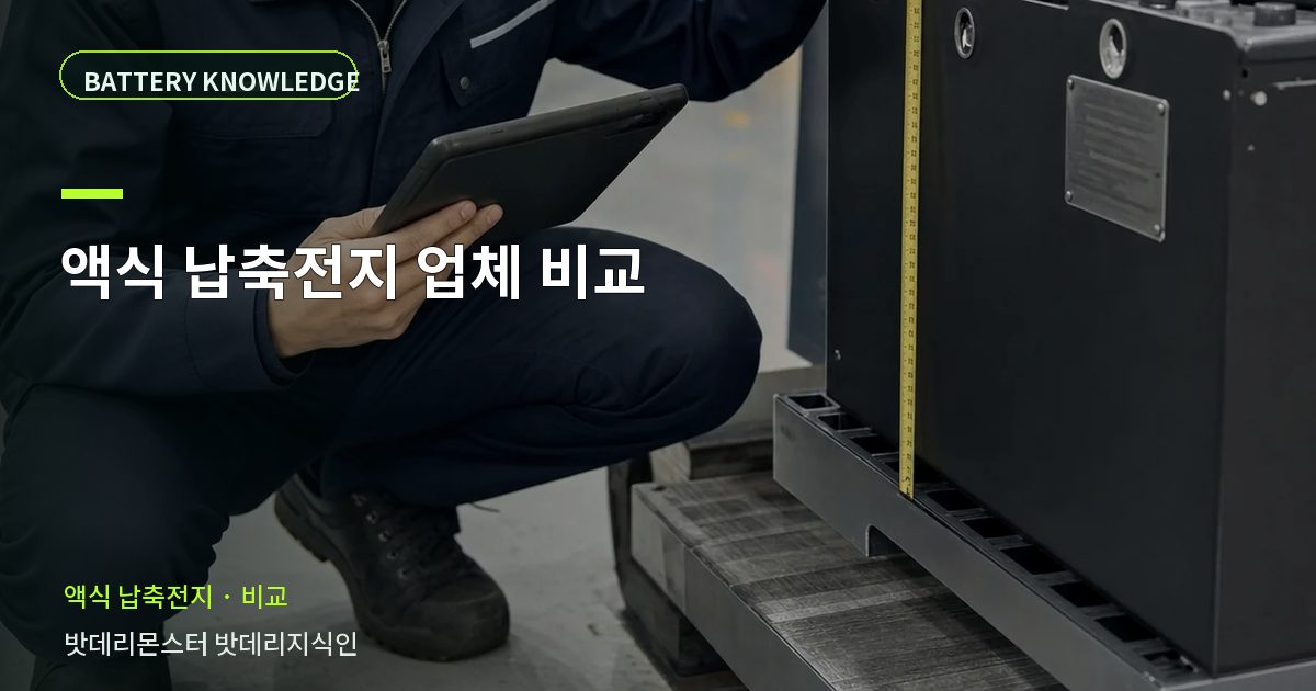 액식 납축전지 업체 비교의 확인 항목을 설명하는 산업용 배터리 교육 이미지